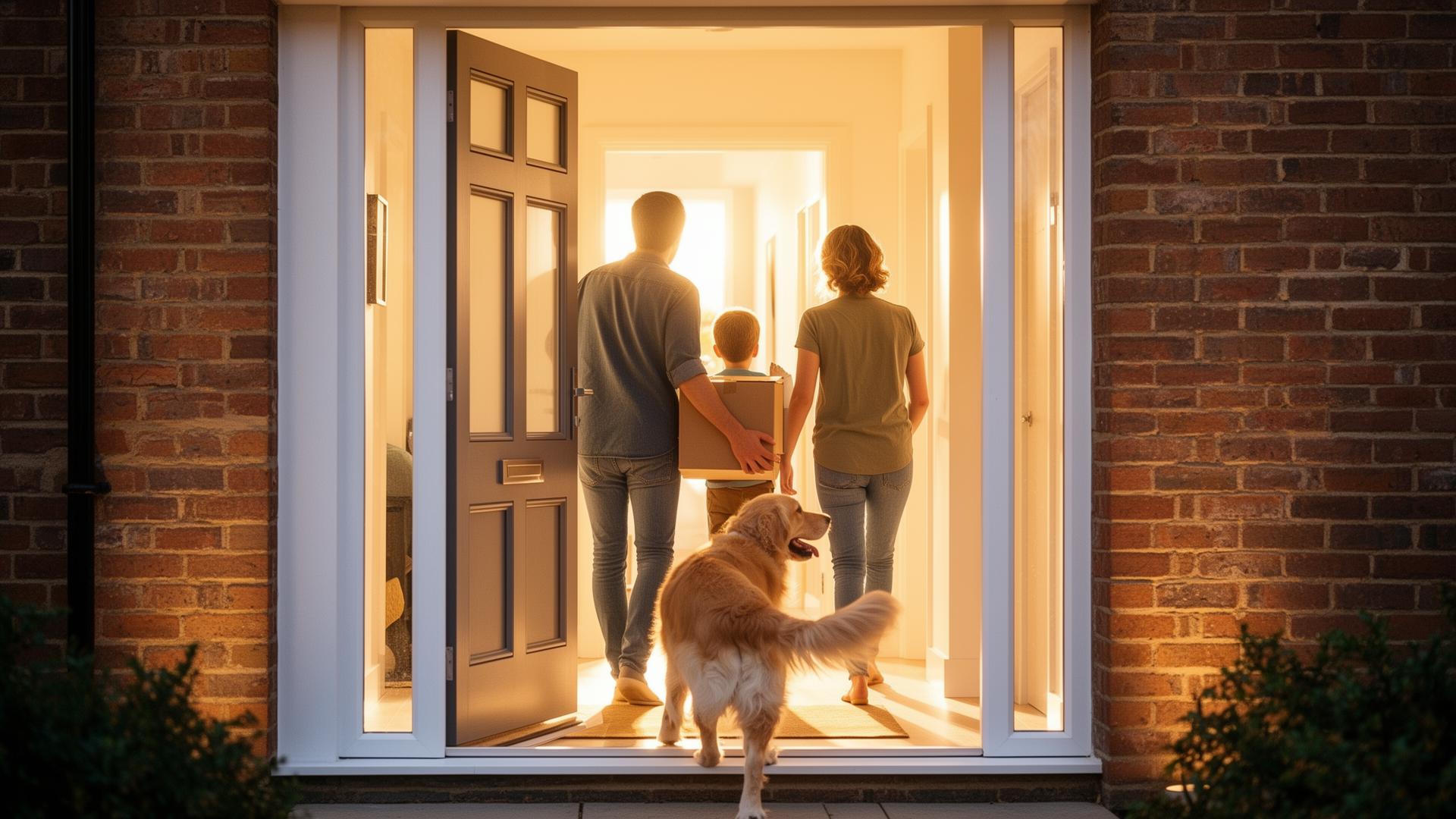 A welcoming family home at golden hour